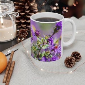 bee in the flowers mug