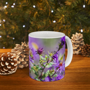 bee in the flowers mug