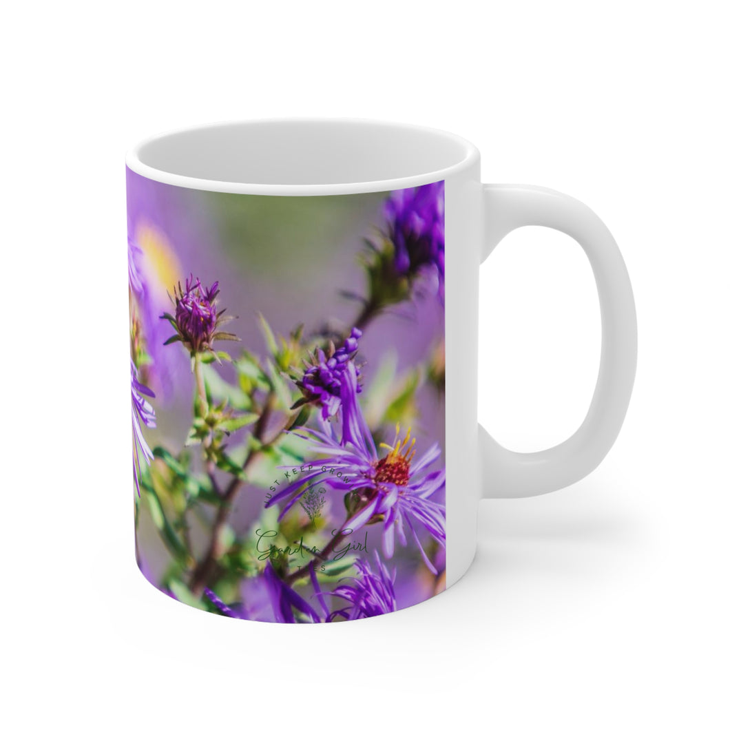 bee in the flowers mug