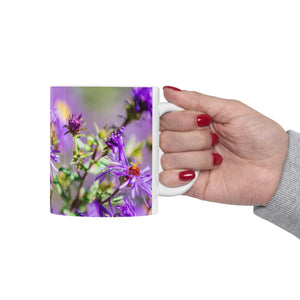 bee in the flowers mug